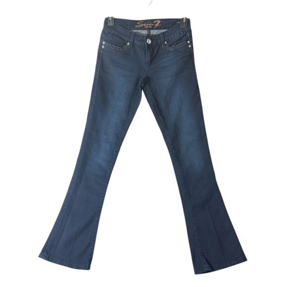 Seven7 Rocker Slim Jeans Womens 28 Dark Wash Bootcut Flare Y2K Embellished